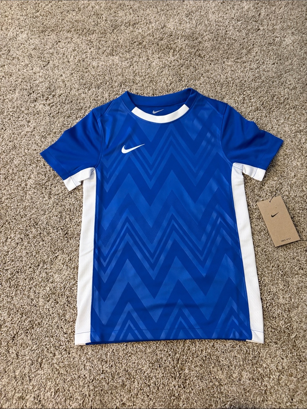 Nike Royal Blue and White Kids' Short-Sleeve Athletic Jersey